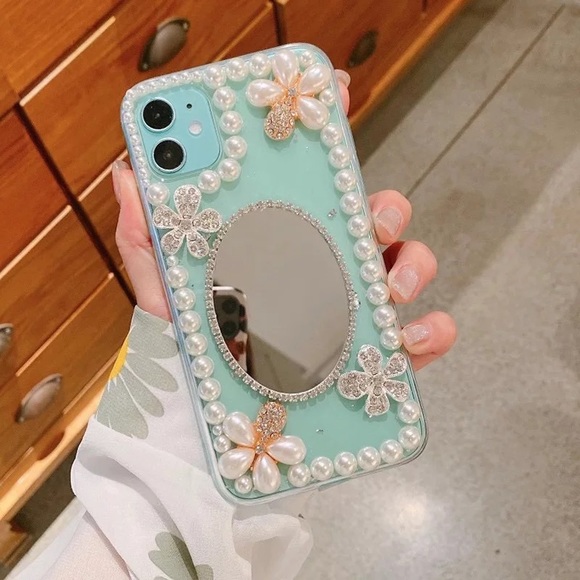 Iphone 11 12 XR 7 8 SE 2020 XS Pearl Make-up Mirror iPhone Case - Picture 4 of 9